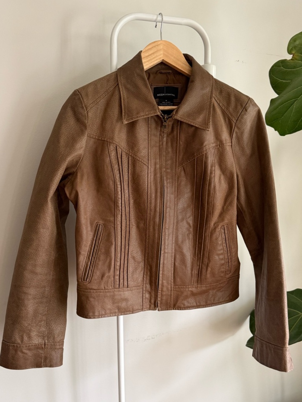 Y2K Moda International Genuine Leather Jacket – Brown - Size Medium